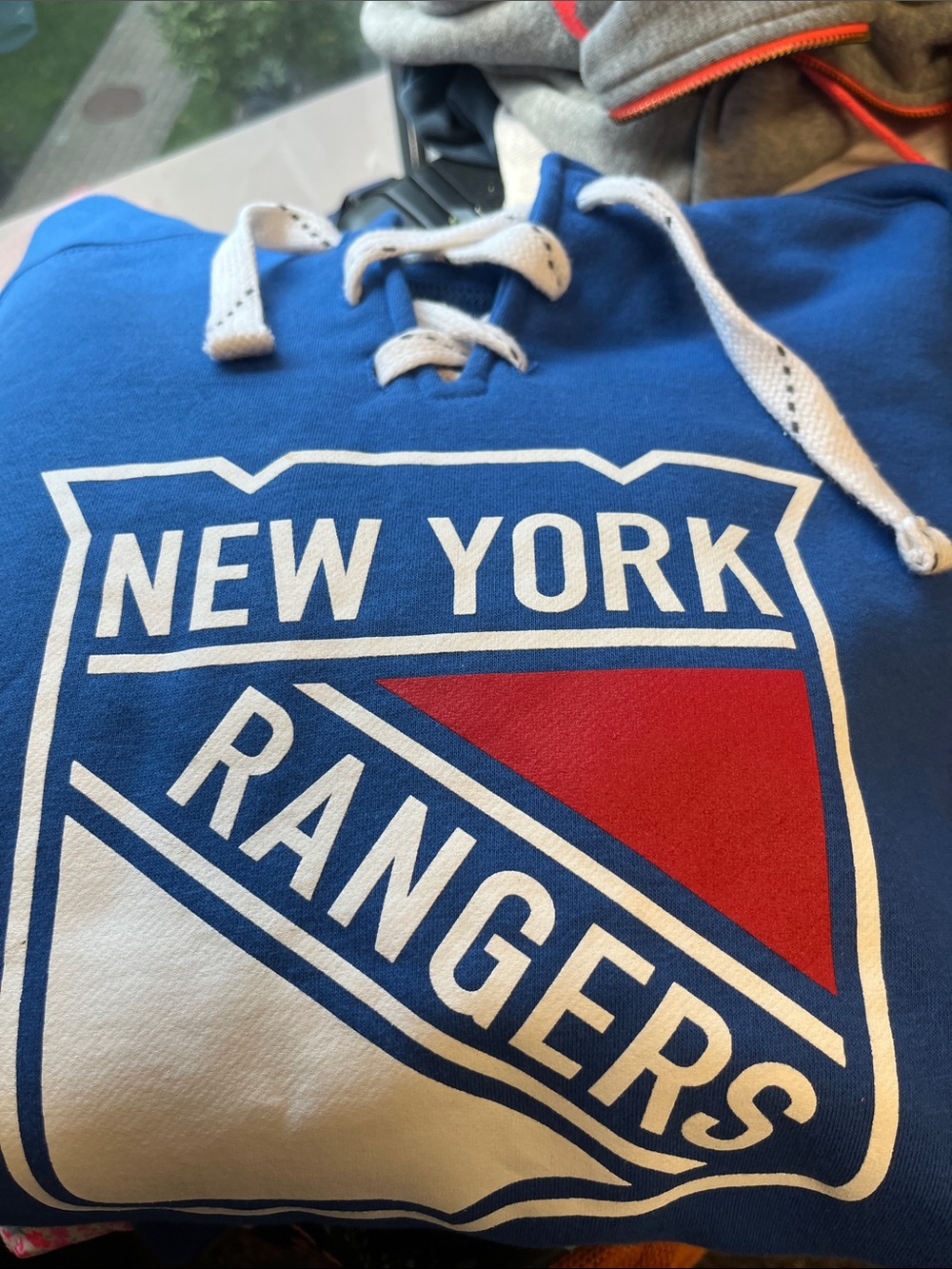 Rangers Blue Lace-Up Hoodie Sweatshirt XL